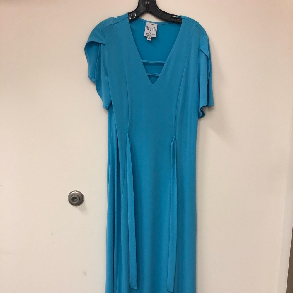 V-neck blue dress
